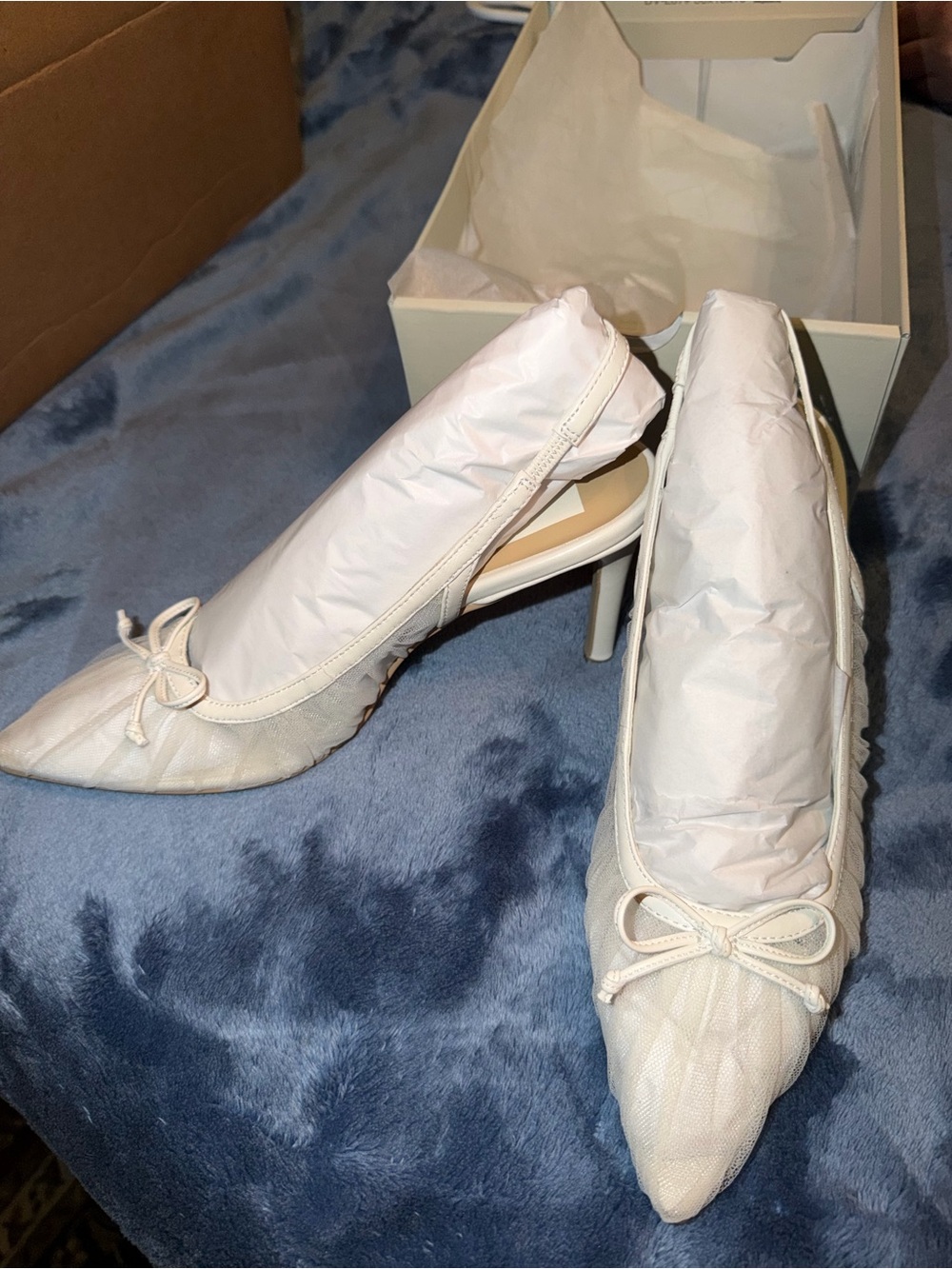 Dolce Vita Yela Bridal slingback pointed toe heels in white tulle